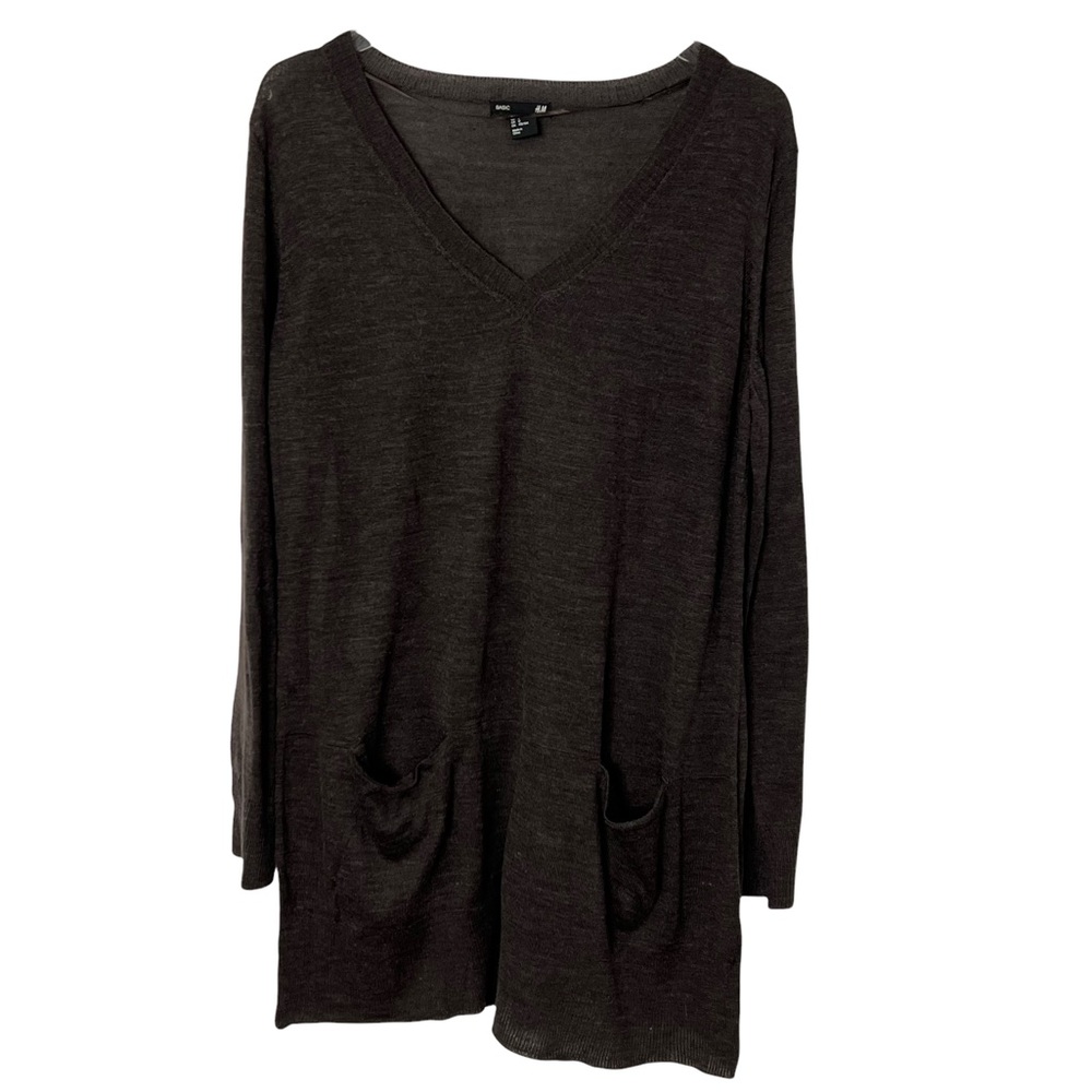 H&M Brown V-Neck Tunic Sweater